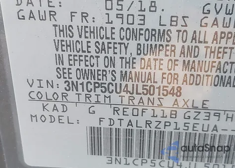 2018 Nissan Kicks S from USA, damaged, VIN 3N1CP5CU4JL501548